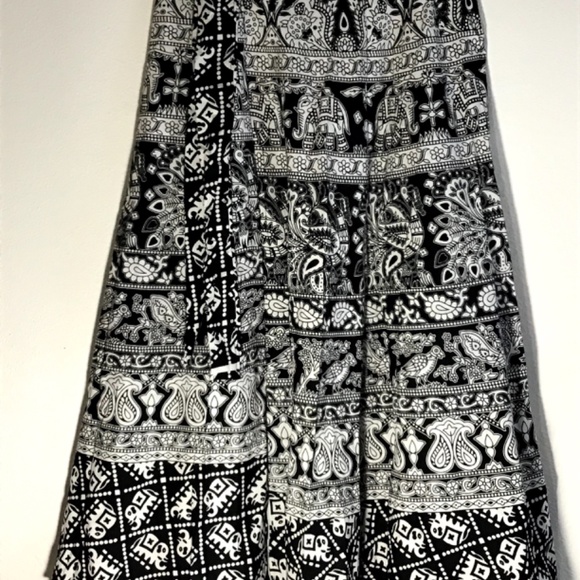 New Black White India new 100% cotton wrap Skirt - Picture 5 of 5
